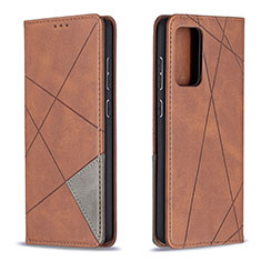 Leather Case Stands Flip Cover Holder B07F for Samsung Galaxy A72 4G Brown