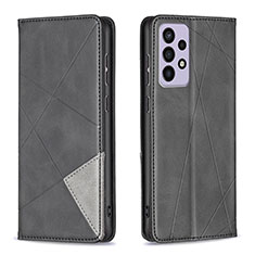 Leather Case Stands Flip Cover Holder B07F for Samsung Galaxy A73 5G Black