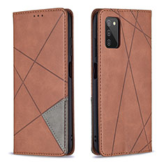 Leather Case Stands Flip Cover Holder B07F for Samsung Galaxy F02S SM-E025F Brown
