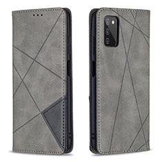 Leather Case Stands Flip Cover Holder B07F for Samsung Galaxy F02S SM-E025F Gray