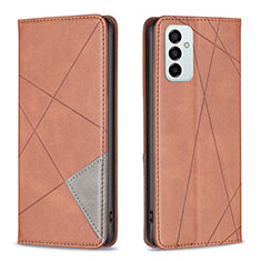 Leather Case Stands Flip Cover Holder B07F for Samsung Galaxy F23 5G Brown