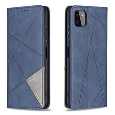 Leather Case Stands Flip Cover Holder B07F for Samsung Galaxy F42 5G Blue