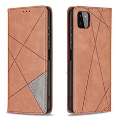 Leather Case Stands Flip Cover Holder B07F for Samsung Galaxy F42 5G Brown