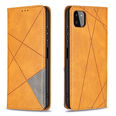 Leather Case Stands Flip Cover Holder B07F for Samsung Galaxy F42 5G Light Brown