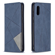 Leather Case Stands Flip Cover Holder B07F for Samsung Galaxy M02 Blue