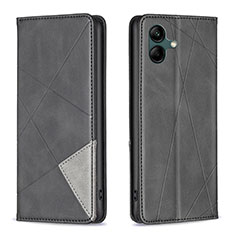 Leather Case Stands Flip Cover Holder B07F for Samsung Galaxy M04 Black