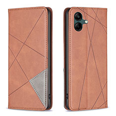 Leather Case Stands Flip Cover Holder B07F for Samsung Galaxy M04 Brown