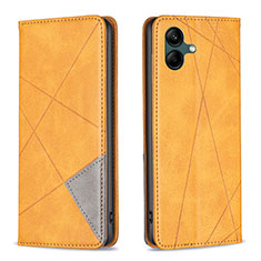 Leather Case Stands Flip Cover Holder B07F for Samsung Galaxy M04 Light Brown