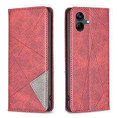 Leather Case Stands Flip Cover Holder B07F for Samsung Galaxy M04 Red