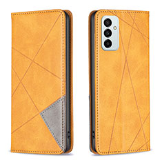 Leather Case Stands Flip Cover Holder B07F for Samsung Galaxy M23 5G Light Brown