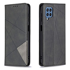 Leather Case Stands Flip Cover Holder B07F for Samsung Galaxy M32 4G Black