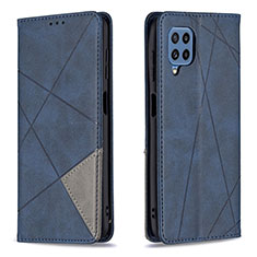 Leather Case Stands Flip Cover Holder B07F for Samsung Galaxy M32 4G Blue