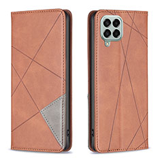 Leather Case Stands Flip Cover Holder B07F for Samsung Galaxy M33 5G Brown