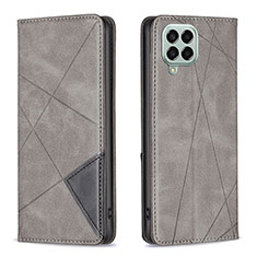 Leather Case Stands Flip Cover Holder B07F for Samsung Galaxy M33 5G Gray