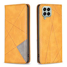 Leather Case Stands Flip Cover Holder B07F for Samsung Galaxy M33 5G Light Brown