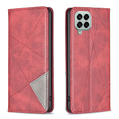 Leather Case Stands Flip Cover Holder B07F for Samsung Galaxy M33 5G Red