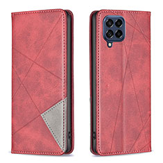 Leather Case Stands Flip Cover Holder B07F for Samsung Galaxy M53 5G Red