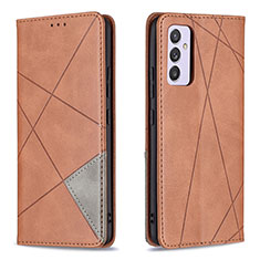 Leather Case Stands Flip Cover Holder B07F for Samsung Galaxy M54 5G Brown