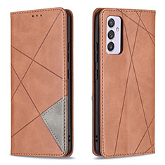 Leather Case Stands Flip Cover Holder B07F for Samsung Galaxy Quantum2 5G Brown