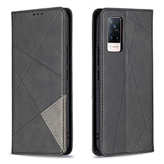 Leather Case Stands Flip Cover Holder B07F for Vivo V21 5G Black