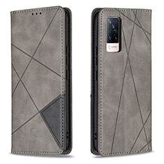 Leather Case Stands Flip Cover Holder B07F for Vivo V21s 5G Gray