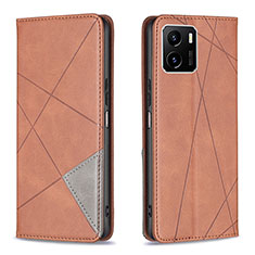 Leather Case Stands Flip Cover Holder B07F for Vivo Y01 Brown