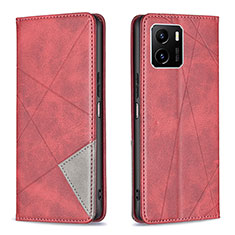 Leather Case Stands Flip Cover Holder B07F for Vivo Y01 Red