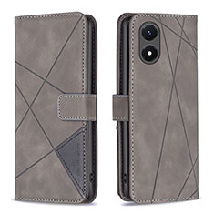 Leather Case Stands Flip Cover Holder B07F for Vivo Y02S Light Brown