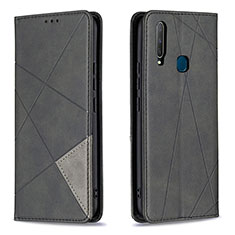 Leather Case Stands Flip Cover Holder B07F for Vivo Y11 Black