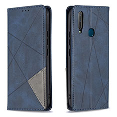 Leather Case Stands Flip Cover Holder B07F for Vivo Y11 Blue