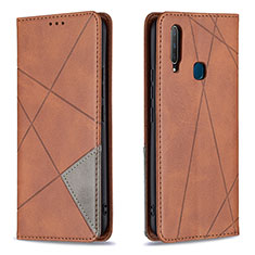 Leather Case Stands Flip Cover Holder B07F for Vivo Y11 Brown