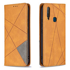 Leather Case Stands Flip Cover Holder B07F for Vivo Y12 Light Brown