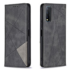 Leather Case Stands Flip Cover Holder B07F for Vivo Y12A Black