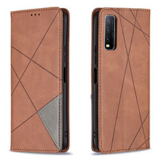 Leather Case Stands Flip Cover Holder B07F for Vivo Y12A Brown