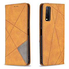 Leather Case Stands Flip Cover Holder B07F for Vivo Y12A Light Brown