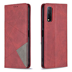 Leather Case Stands Flip Cover Holder B07F for Vivo Y12A Red