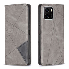 Leather Case Stands Flip Cover Holder B07F for Vivo Y15A Gray