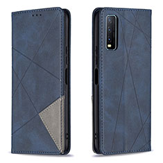 Leather Case Stands Flip Cover Holder B07F for Vivo Y20a Blue