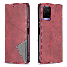 Leather Case Stands Flip Cover Holder B07F for Vivo Y21a Red