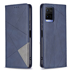 Leather Case Stands Flip Cover Holder B07F for Vivo Y21G Blue