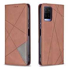 Leather Case Stands Flip Cover Holder B07F for Vivo Y21G Brown