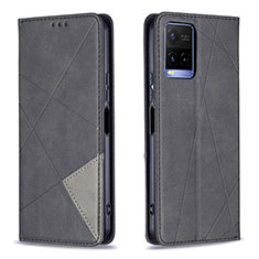 Leather Case Stands Flip Cover Holder B07F for Vivo Y21s Black