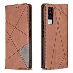 Leather Case Stands Flip Cover Holder B07F for Vivo Y31 (2021) Brown