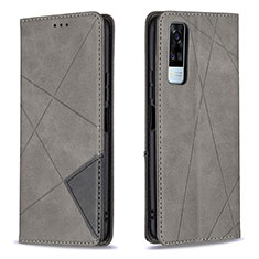 Leather Case Stands Flip Cover Holder B07F for Vivo Y31 (2021) Gray