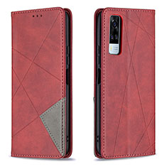 Leather Case Stands Flip Cover Holder B07F for Vivo Y31 (2021) Red
