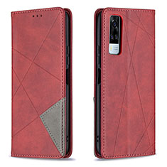 Leather Case Stands Flip Cover Holder B07F for Vivo Y51 (2021) Red