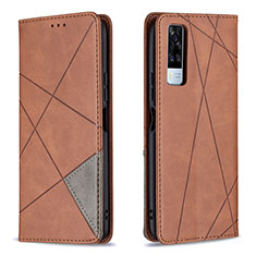 Leather Case Stands Flip Cover Holder B07F for Vivo Y53s 4G Brown