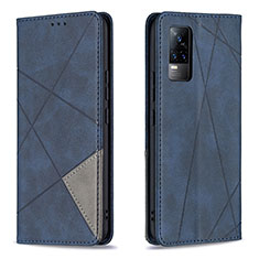 Leather Case Stands Flip Cover Holder B07F for Vivo Y73 (2021) Blue