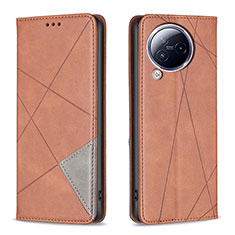 Leather Case Stands Flip Cover Holder B07F for Xiaomi Civi 3 5G Brown