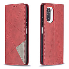 Leather Case Stands Flip Cover Holder B07F for Xiaomi Mi 11i 5G Red